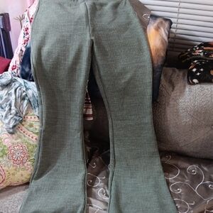 American Eagle Outfitters Olive Ribbed Flare Pants
